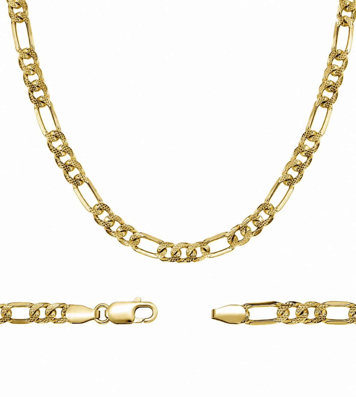 Figaro Diamond Cut Chain 14K Gold Filled Necklace 24" Lobster Claw Clasp Jewelry Gift For Men 6 mm
