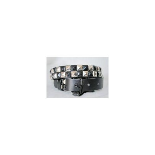48 Wholesale BlacK-Silver 2-Row Pyramid Studded Kids Belt Unisex Boy Girl image