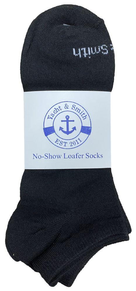 Wholesale Yacht & Smith Womens 97% Cotton Low Cut No Show Loafer Socks Size 9-11 Solid Black image