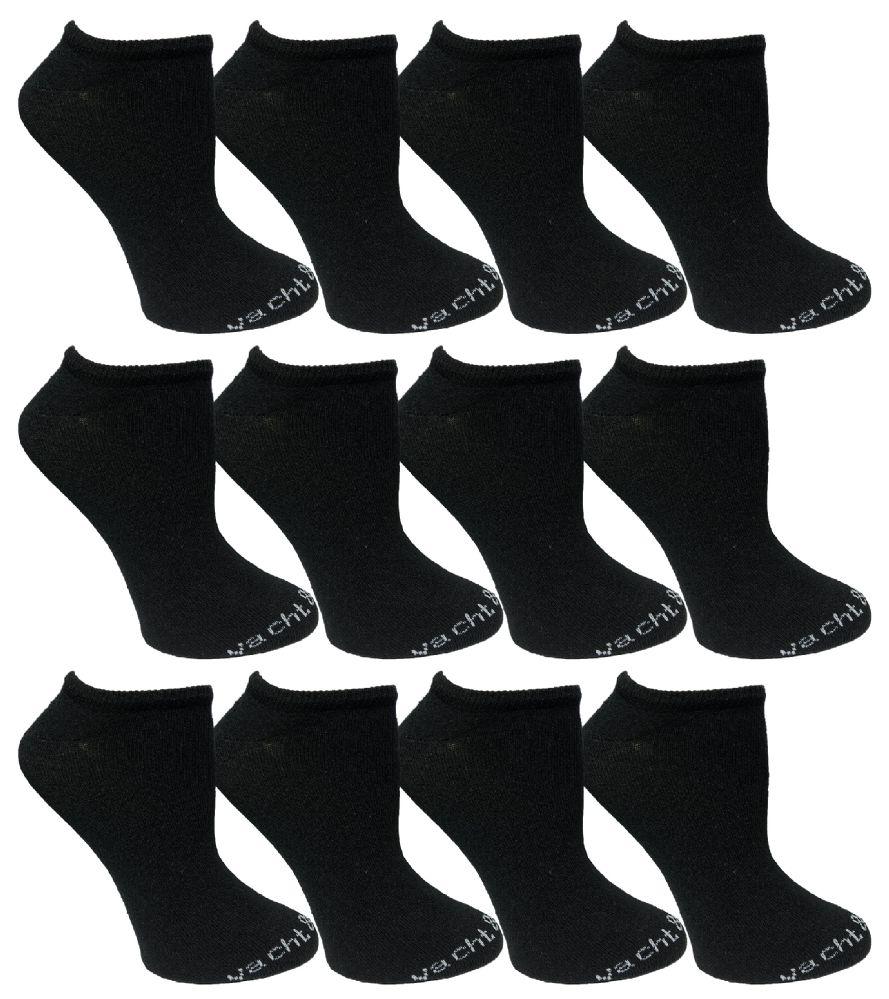 Wholesale Yacht & Smith Womens 97% Cotton Low Cut No Show Loafer Socks Size 9-11 Solid Black Bulk Buy image