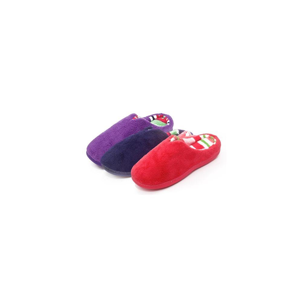 30 Wholesale Women's Plush Stripe Lined Slipper image