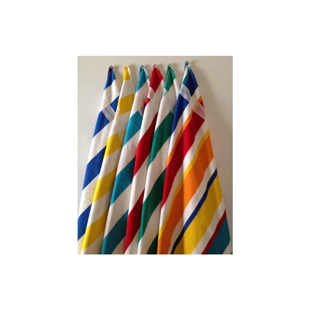 24 Wholesale Cabana Stripes Beach Towel 100% Cotton Blue Color image