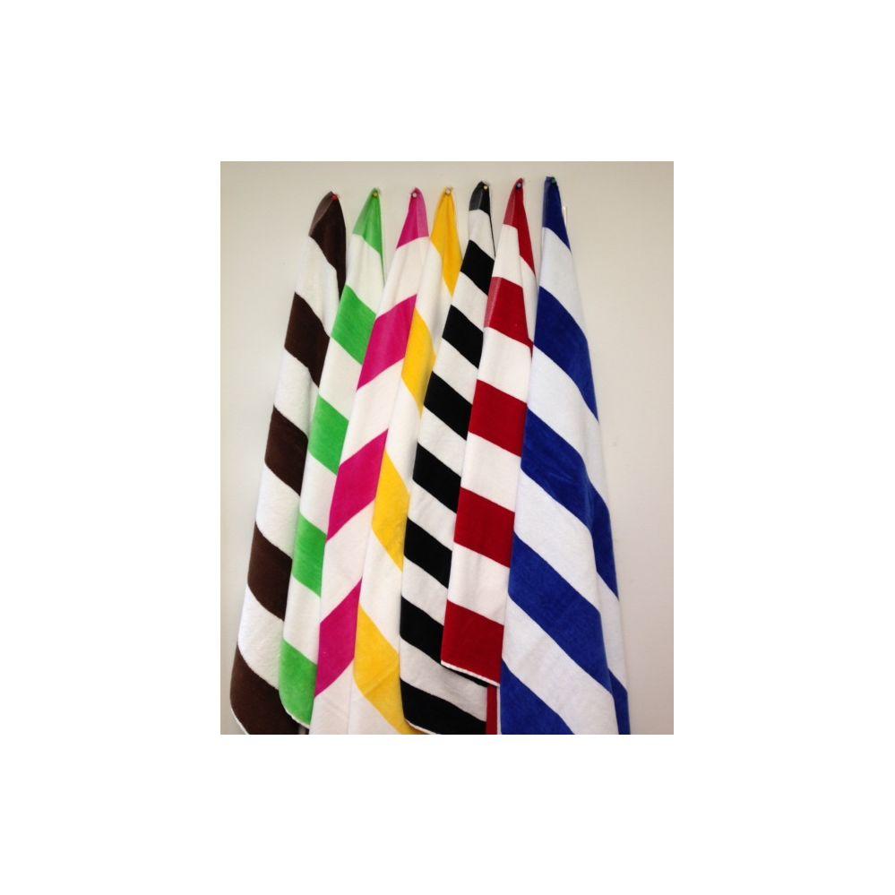 12 Wholesale Cabana Stripes -Velour Finish 100% CottoN-Soft And Plush Royal Blue/white Color image