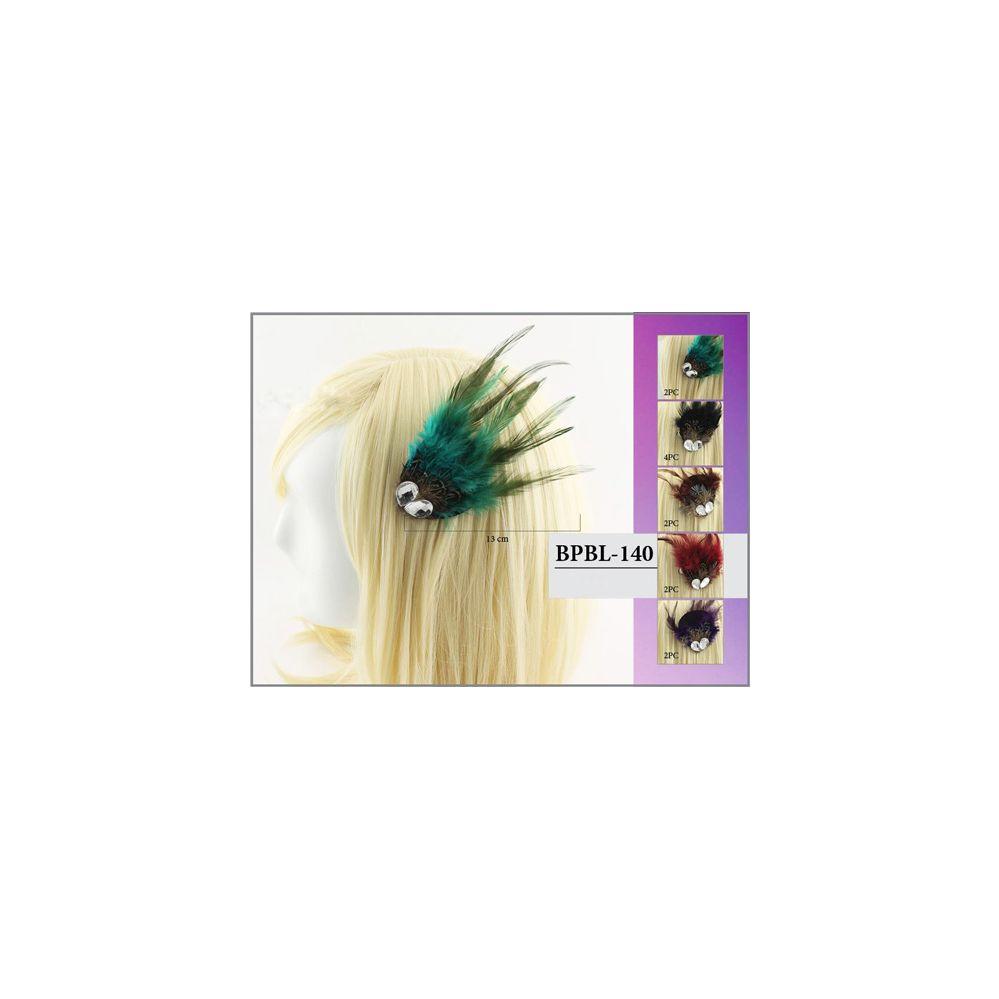 96 Wholesale Large Rhinestone Feather Hair Pin Assorted Color image