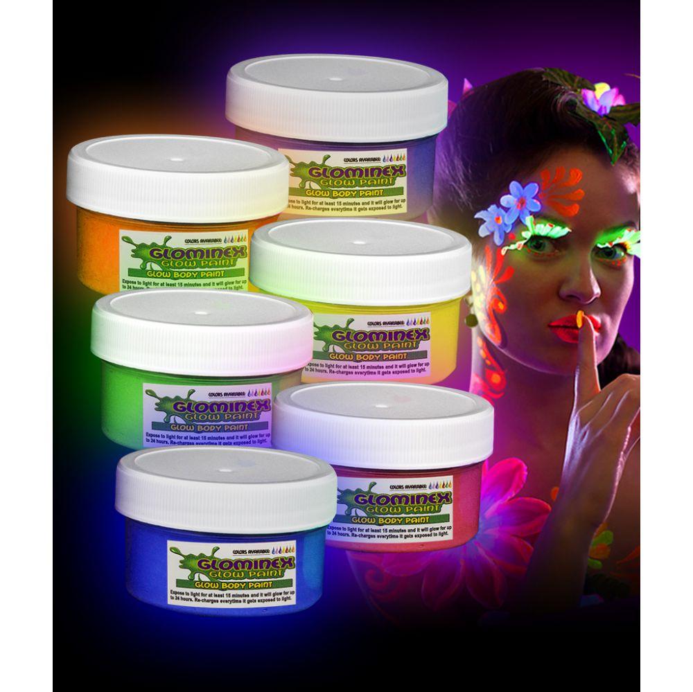 8 Wholesale Glominex Glow Body Paint 2oz Jars - Assorted image