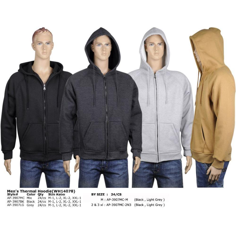 24 Wholesale Men's Fleece Hoodie Assorted Colors image