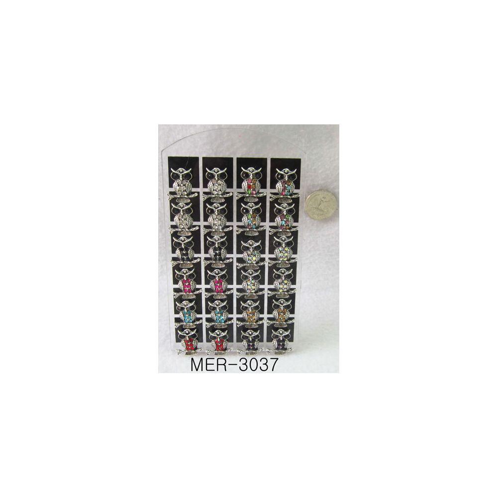 120 Wholesale Rhinestone Owl Earring Assorted Colors image