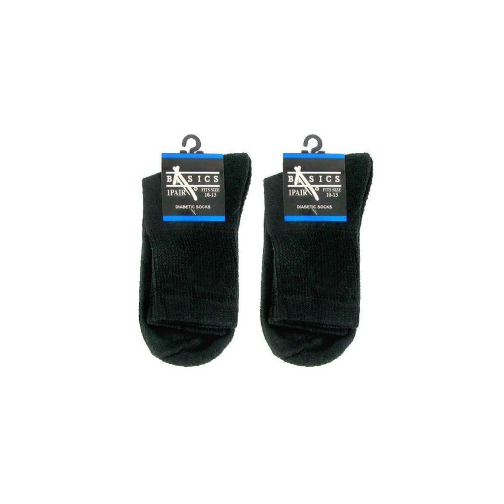 120 Wholesale Diabetic Crew Socks 10-13 Black Basics Singe Pair image