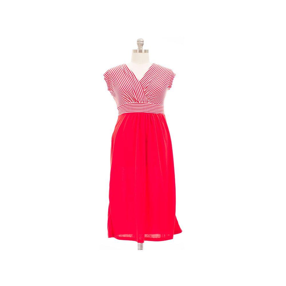 12 Wholesale Plus Maxi Striped Dress Red image