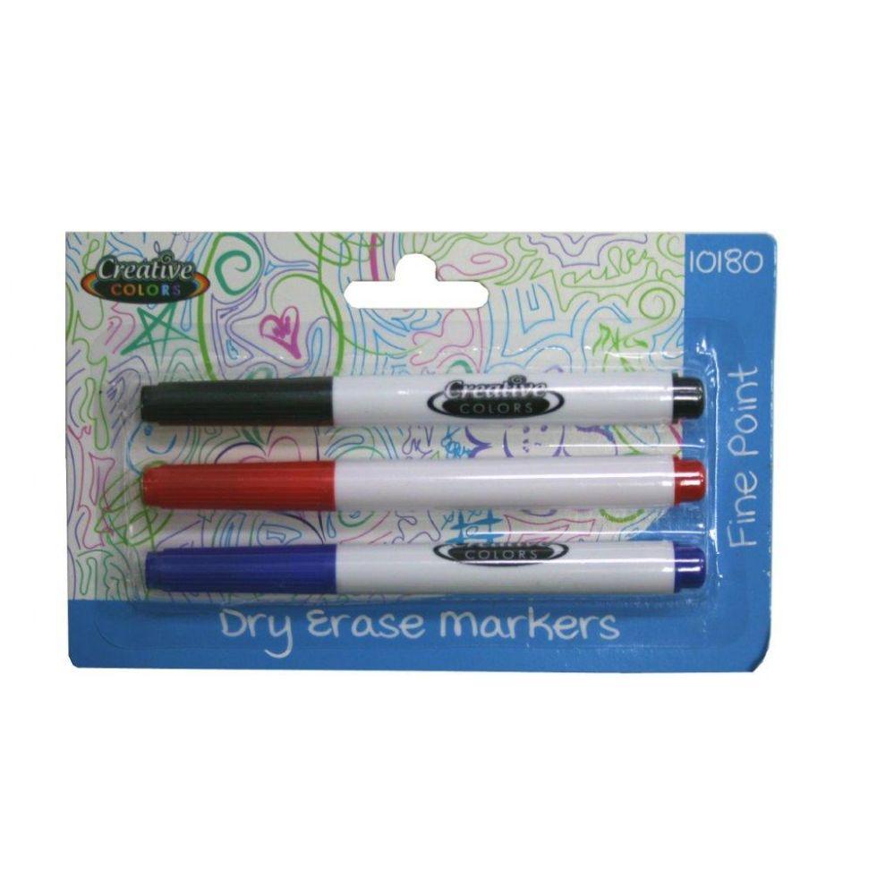 48 Wholesale Dry Erase Markers 3ct Black Blue Red image