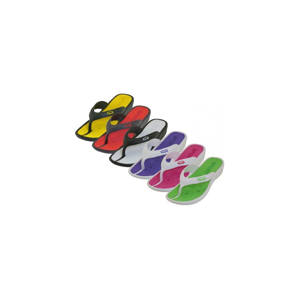 36 Wholesale Women's Tone Color Mid -Heel Rubber Thong Sandal Size 6-11 image