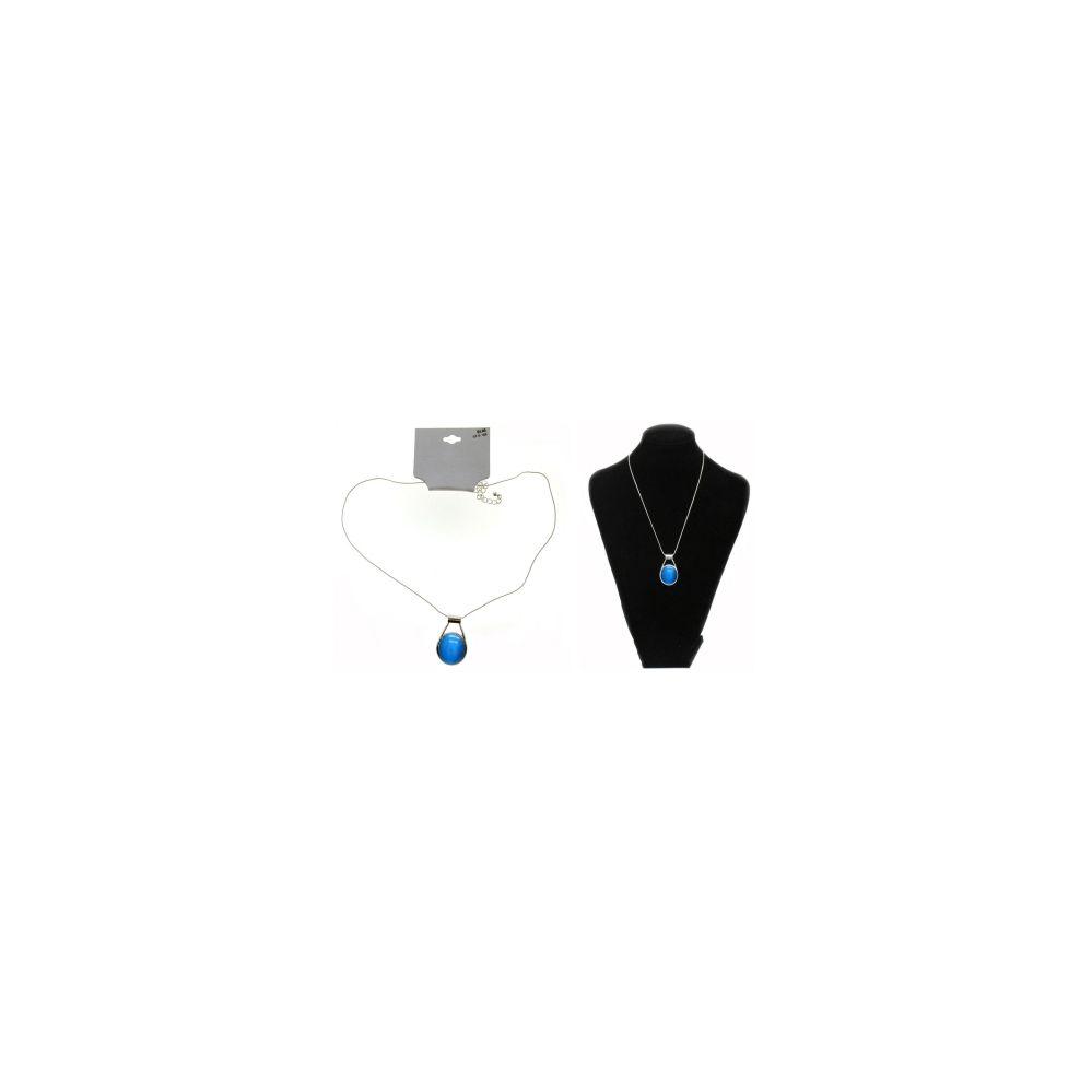 36 Wholesale SilveR-Tone Necklace;blue Stone Pendant image