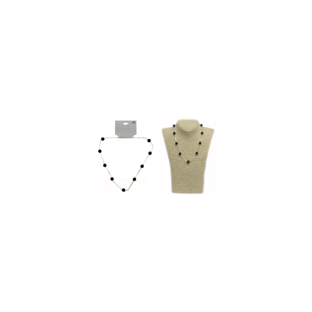 36 Wholesale Silver Tone Necklace With Black Beaded Accents image