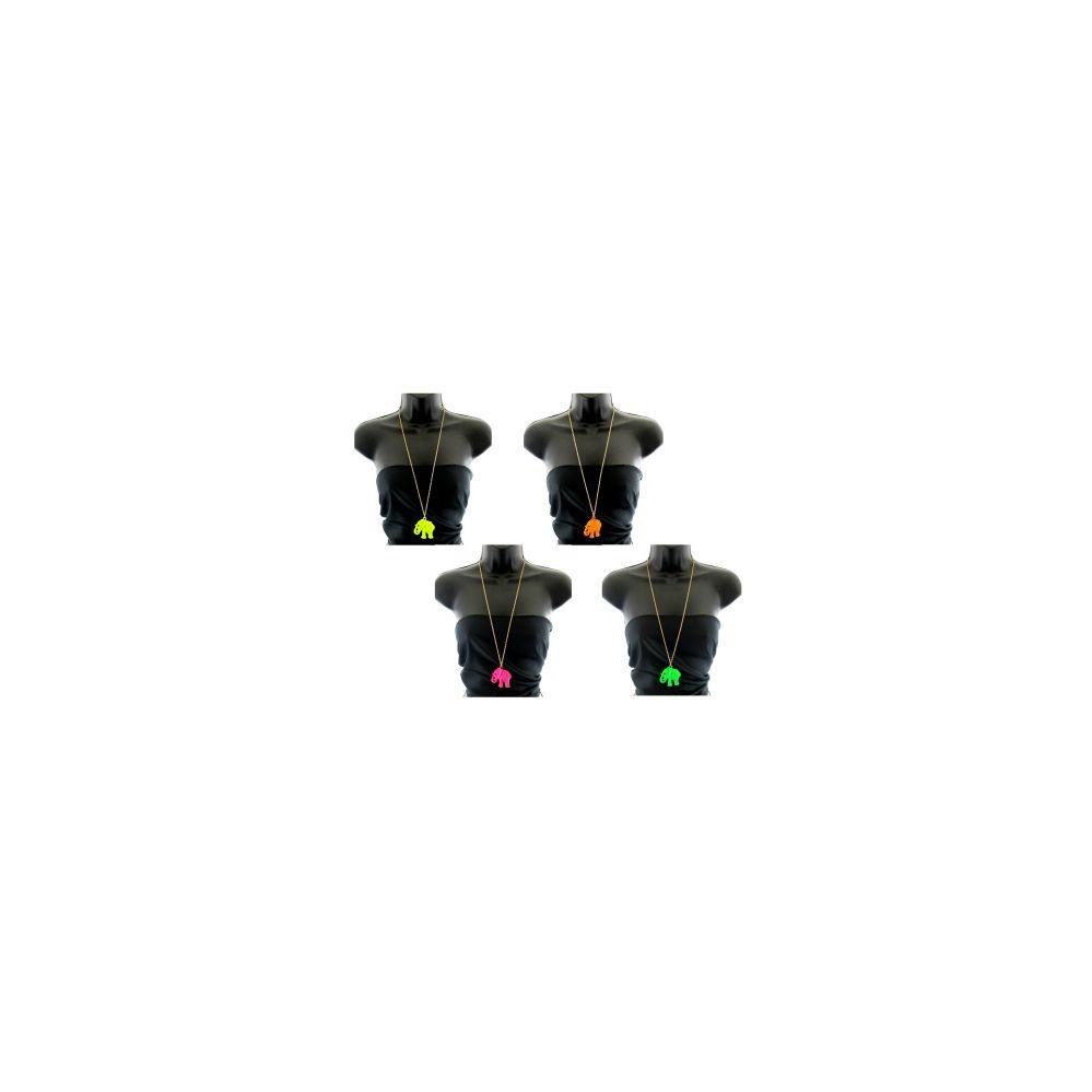 36 Wholesale Neon Color Elephant Charm Necklace image