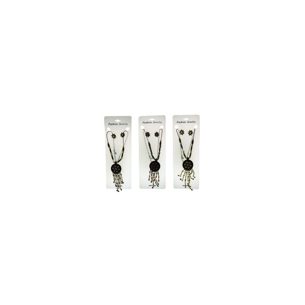36 Wholesale Necklace And Earrings Set With Six Filigree Designed Beads And A Filigree Designed Charm image