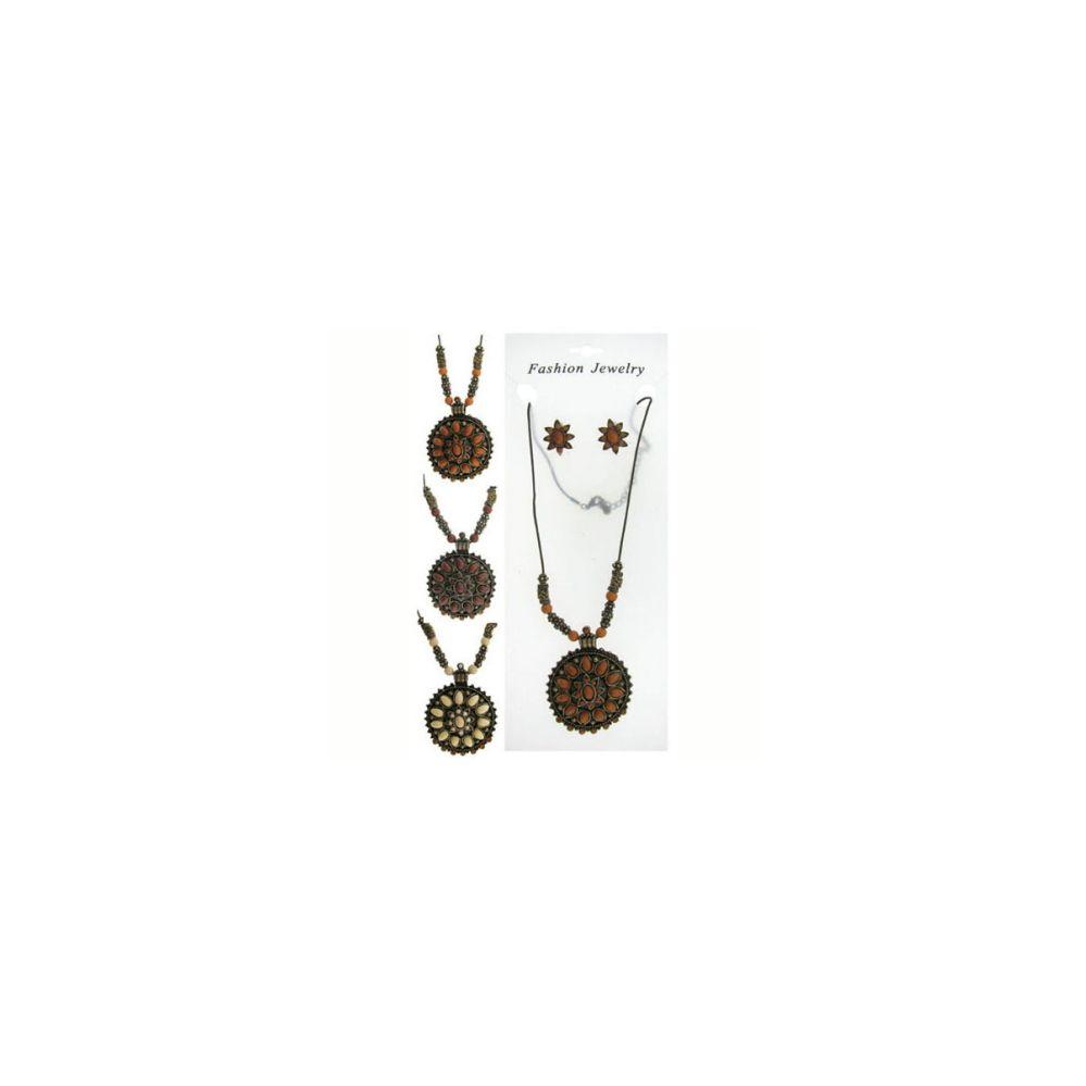 36 Wholesale Necklace And Earrings Set With A Few Filigree Designed Beads And A Filigree Designed Charm image