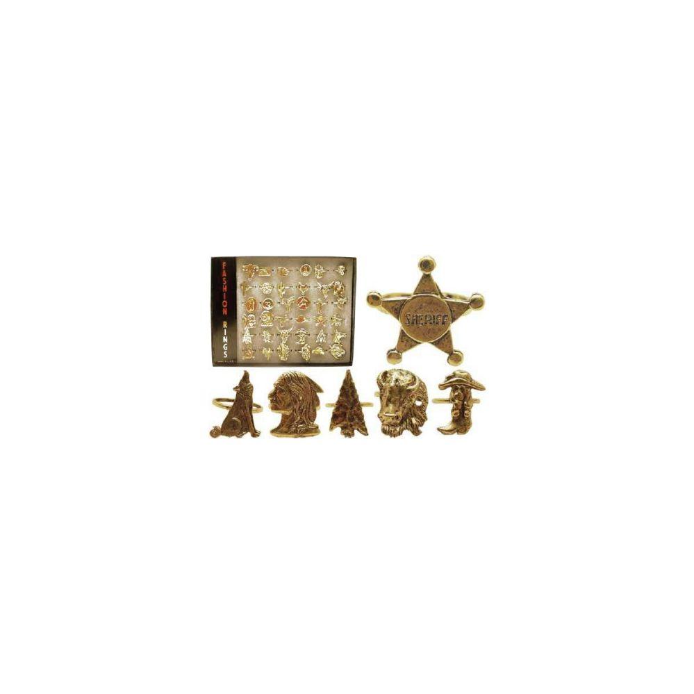 180 Wholesale Assorted Gold Tone Assorted Western Themed Ring Set image