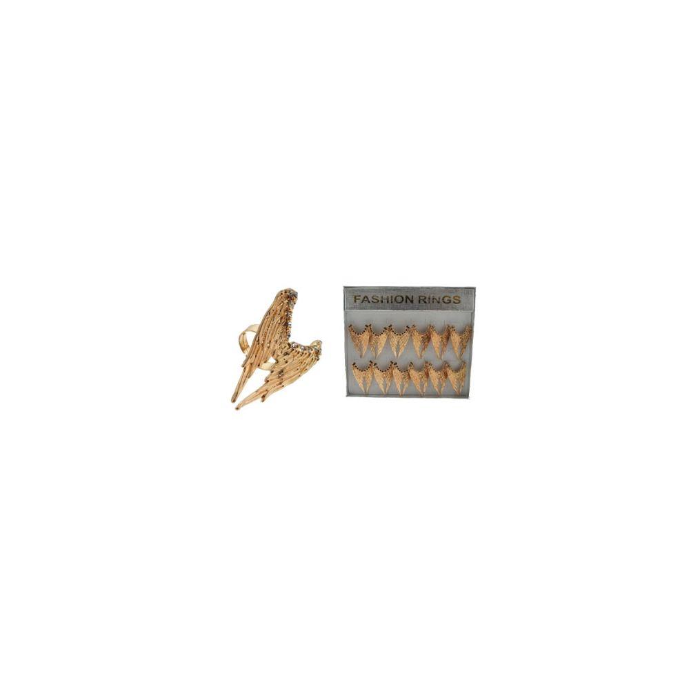 36 Wholesale Gold Tone Adjustable Ring With Angel Wings Design image