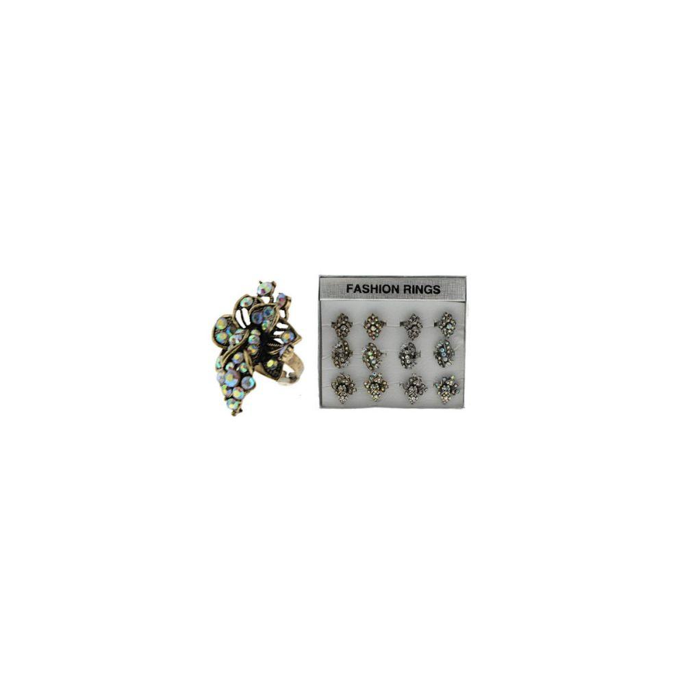 36 Wholesale Gold Tone And SilveR-Tone Adjustable Ring With Assorted Intricate Designs image
