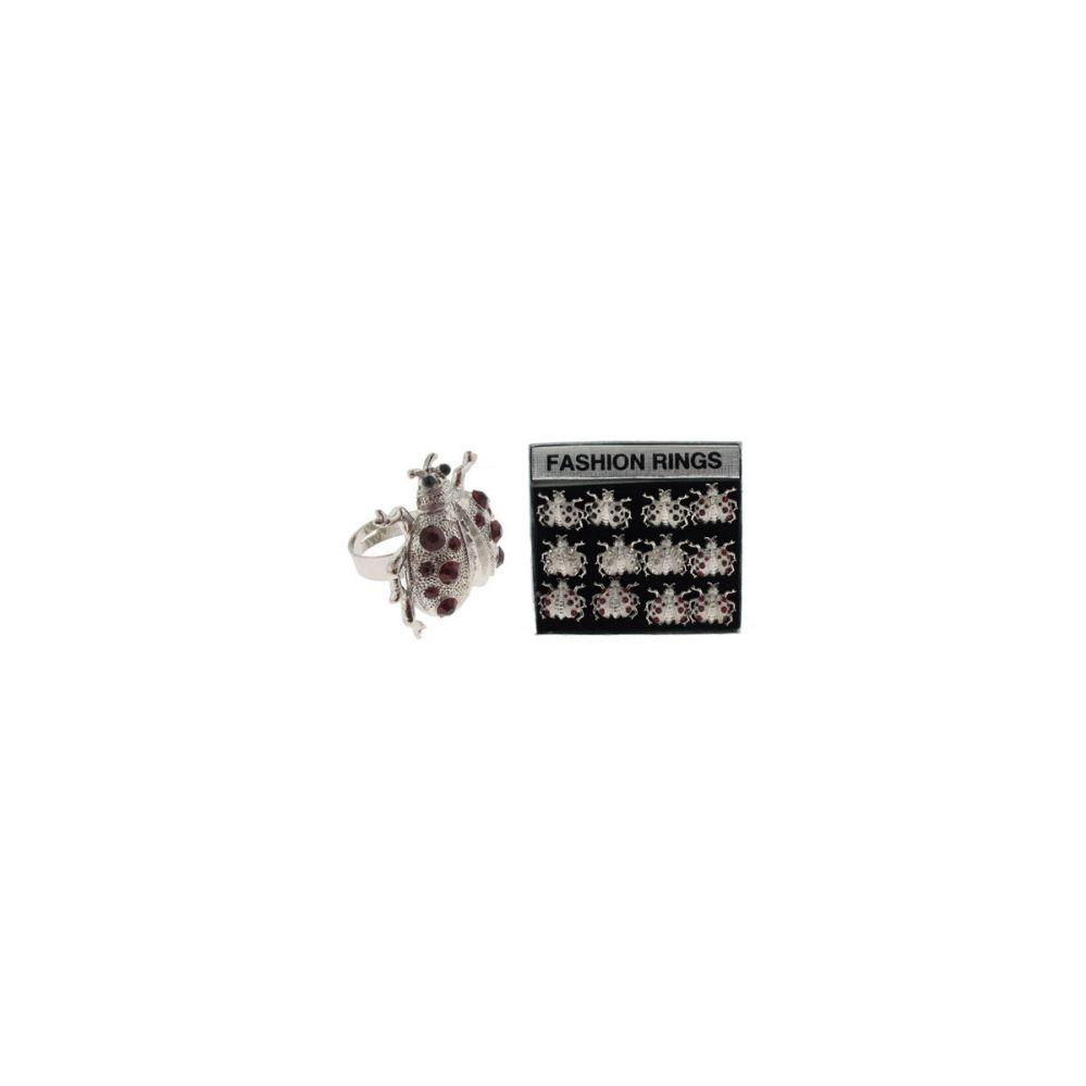36 Wholesale Silver Tone Adjustable Ring With Ladybug Design image