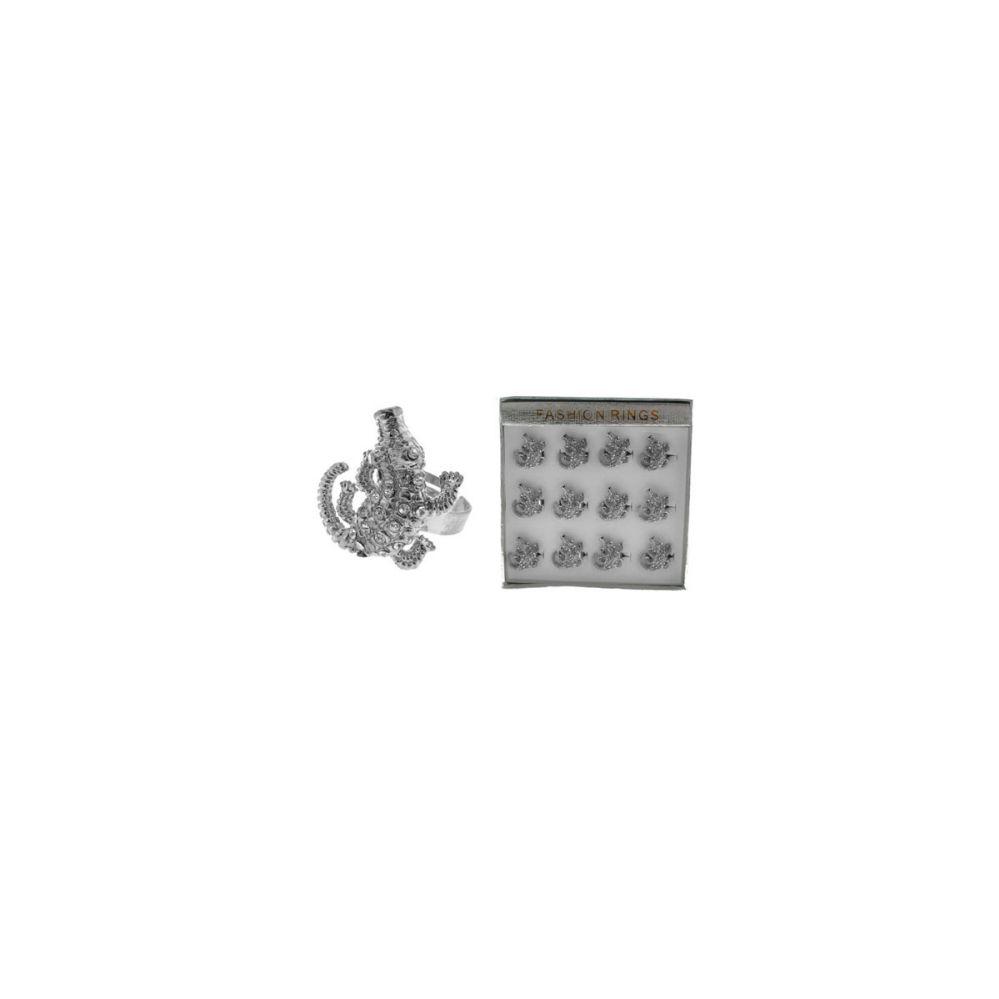 36 Wholesale Silver Tone Adjustable Ring With Alligator Design image