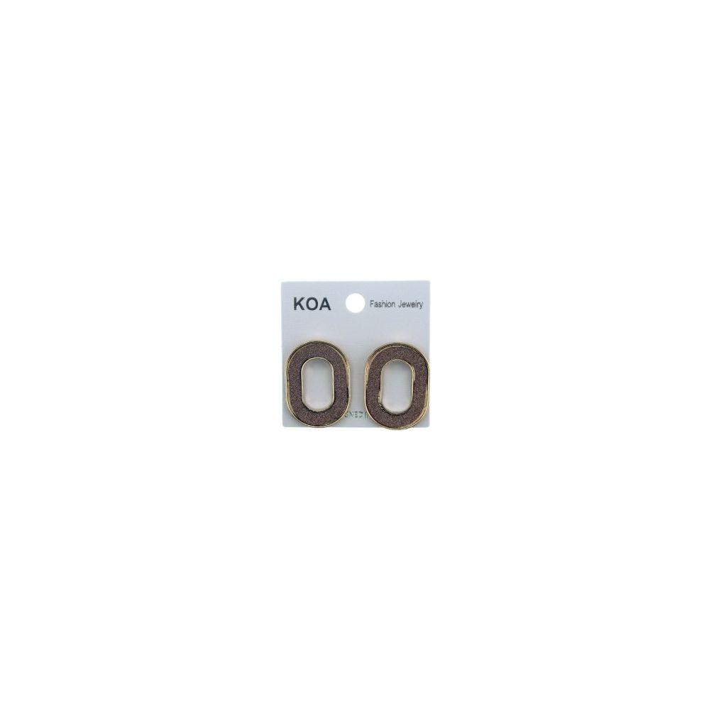 96 Wholesale Oval Shaped Stud Earrings With Rose Colored Glitter image