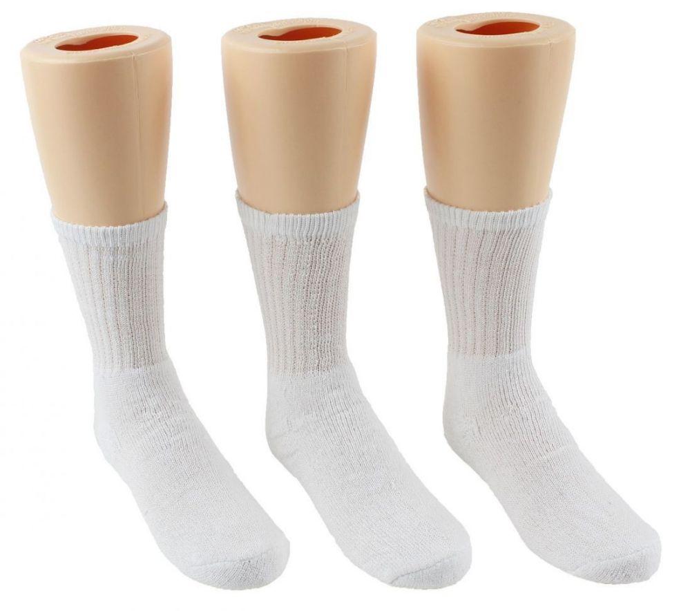 24 Wholesale Children's Athletic Crew Socks - White - Size 6-8 image