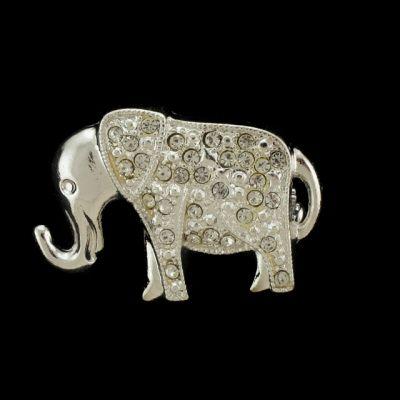 36 Wholesale Silver Tone Elephant With Rhinestone Accents Pin image