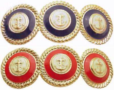 72 Wholesale Assorted Red And Blue With Gold Tone Trim image