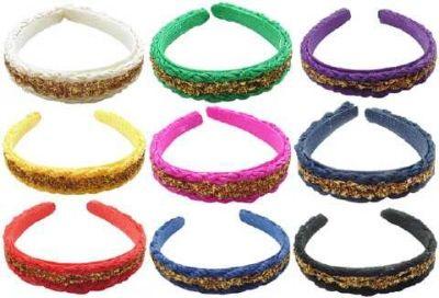 72 Wholesale Assorted Colored Headband With A Goldtone Trim image