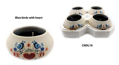 288 Wholesale Ornamental Ceramic Candle With A Blue Birds And Heart Design image