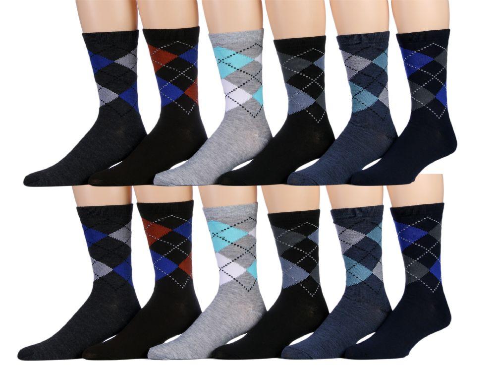120 Wholesale Mens Classic Argyle Dress Socks image