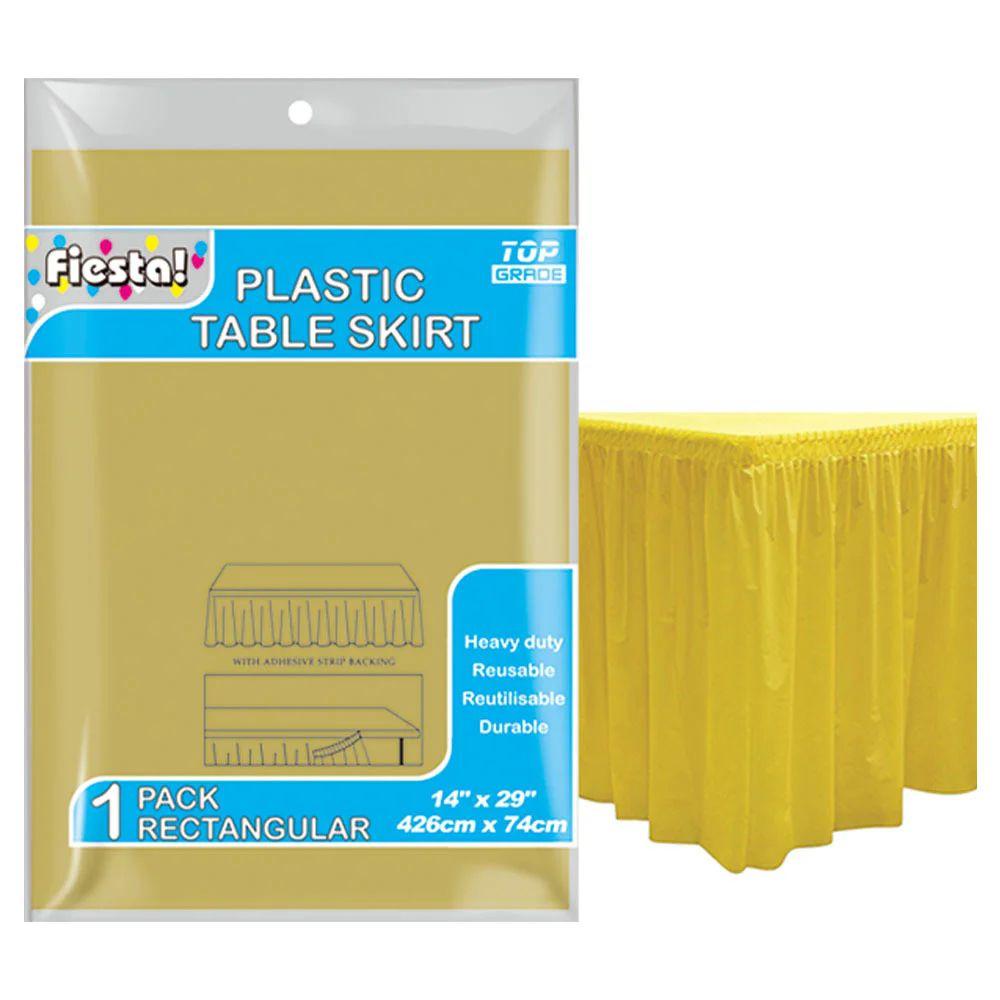 36 Wholesale Plastic Table Skirt Gold image