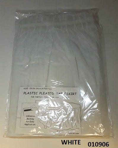 72 Wholesale Pleated Plastic Table Skirt 29x14 In White image