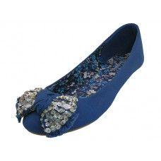 6 Wholesale Women's Angeles Shoes Flat Ballet With Bow Top Light Blue image