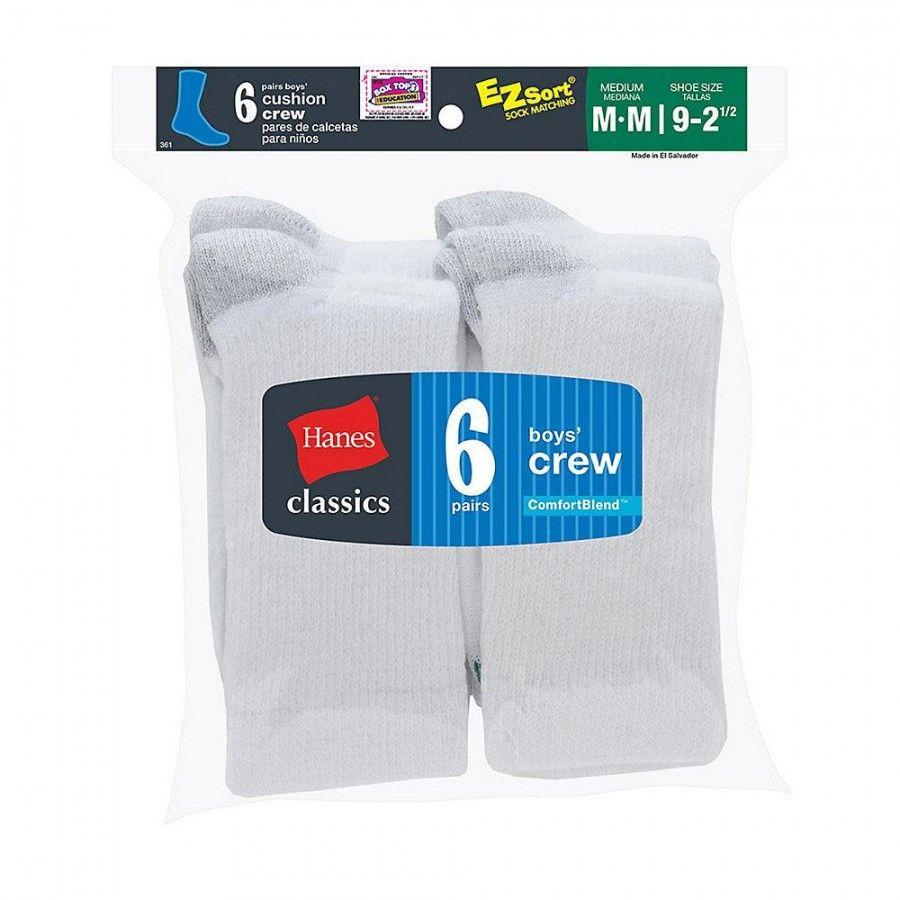 300 Wholesale Hanes Boys Crew Socks Mixed Colors And Sizes image