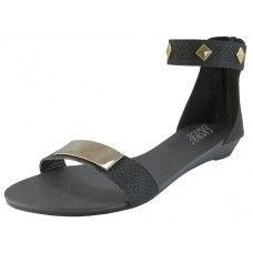 18 Wholesale Women's Studded Sandal With Ankle Strap And Back Zipper ( *black Only ) image