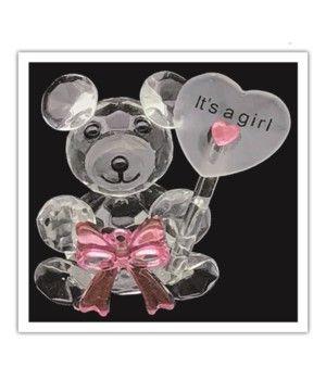 72 Wholesale Its A Girl Crystal Bear image