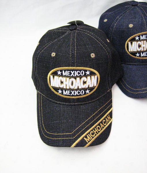 48 Wholesale Mexico "michoacan" Denim Printed Ball Caps image