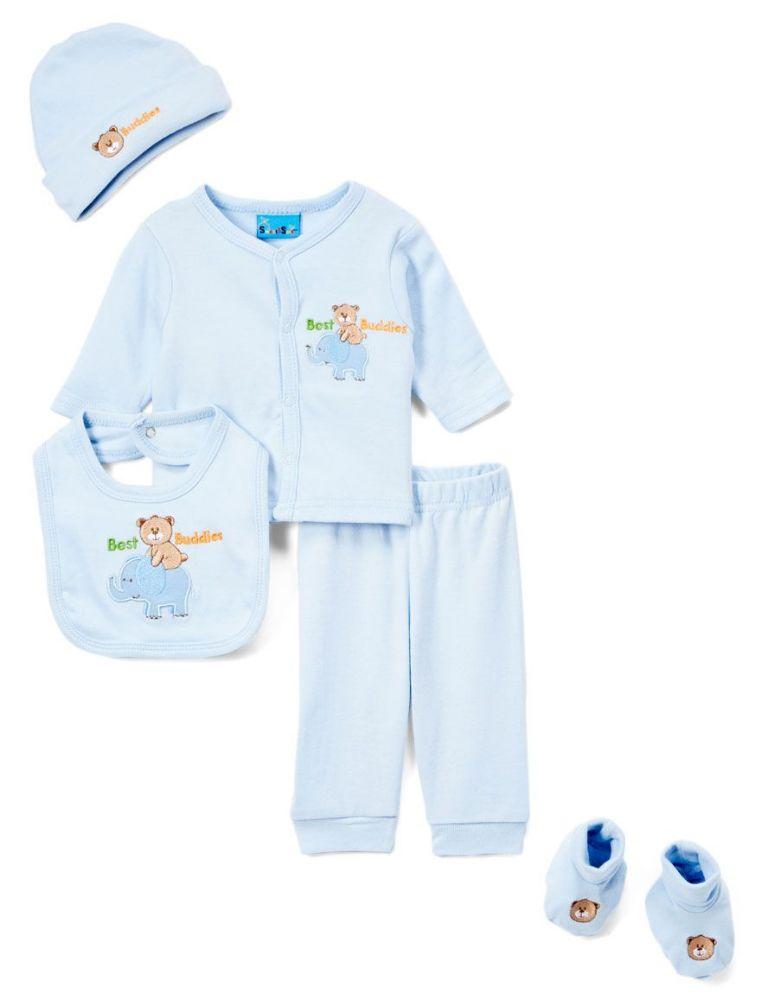 24 Wholesale Newborn Boy's "best Buddies" Set - Bear & Elephant Prints - Size 0-9m image