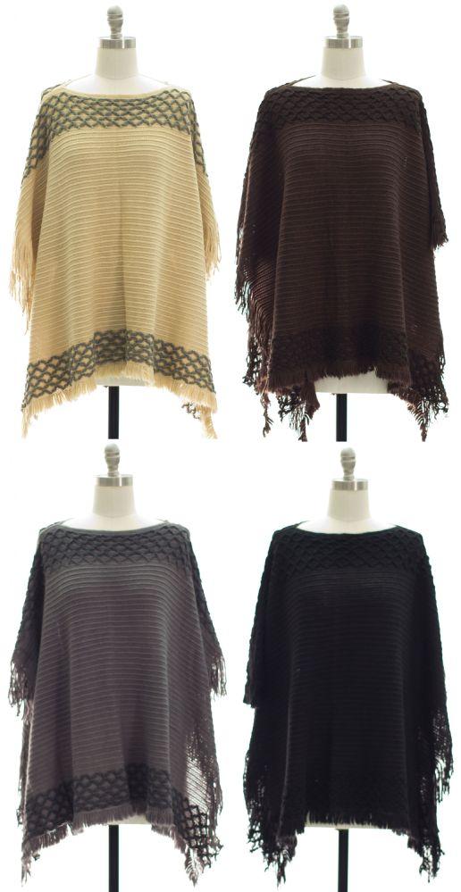 25 Wholesale Women's Knit Pullover Poncho image