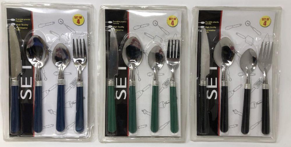 72 Wholesale Plastic And Metal 4-Piece Cutlery Set image