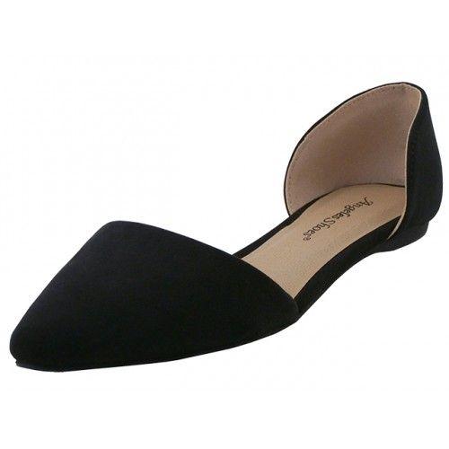 12 Wholesale Women's "angeles Shoes" Slip On Ballet Flat ( *black Color image
