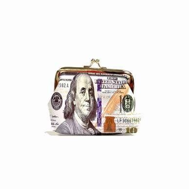 48 Wholesale Dollar Print Snap On Coin Purse image