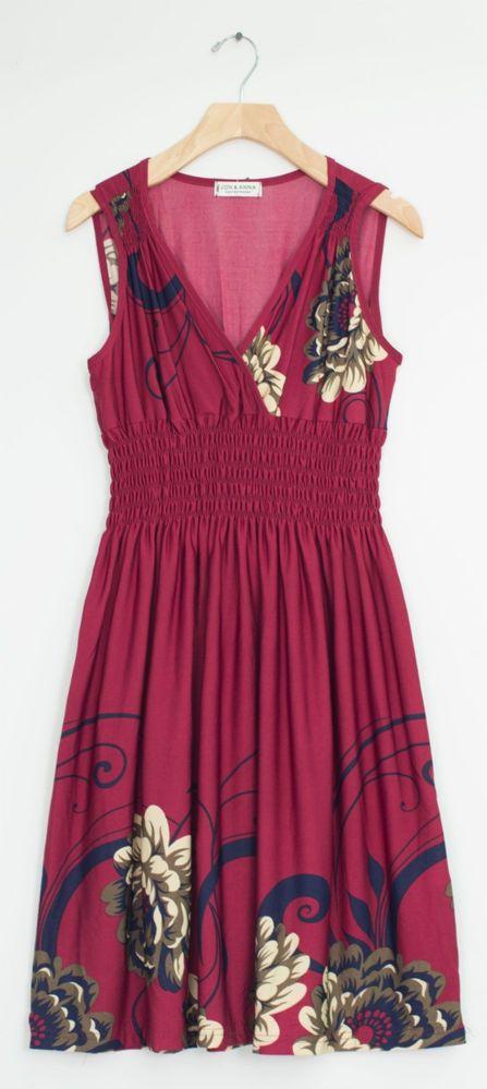 12 Wholesale Floral Border Smock Waist Midi Plum image
