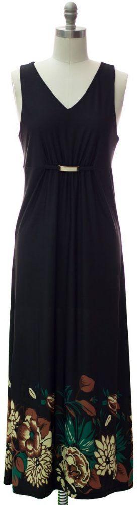 12 Wholesale Jewel Waist Maxi Dress Black image