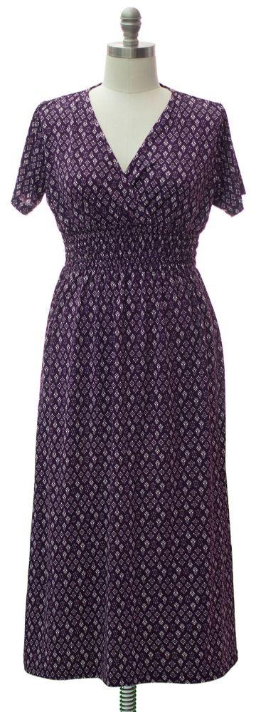 12 Wholesale Plus Short Sleeve Maxi Dress Purple image