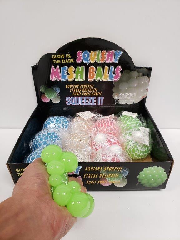 96 Wholesale Squishy Mesh Ball Glow In The Dark image