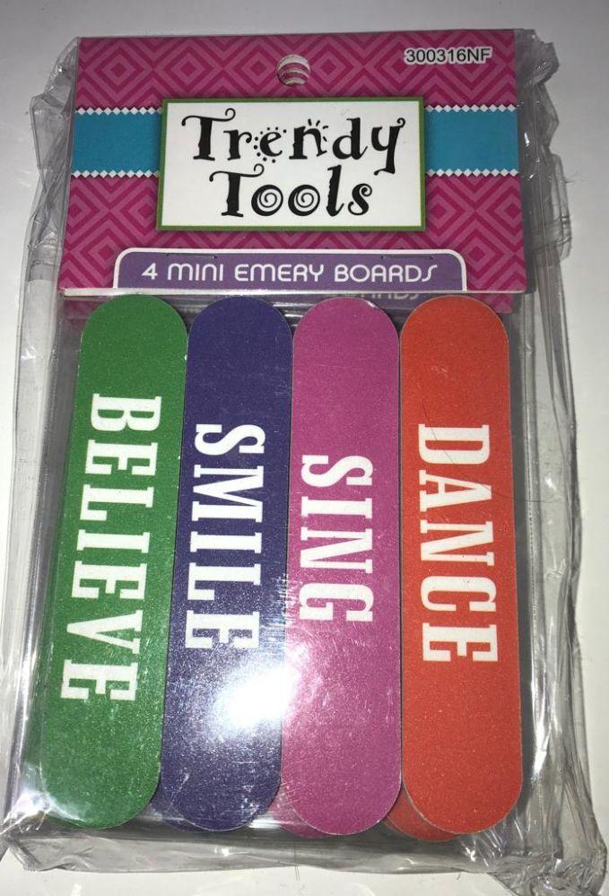 96 Wholesale Trendy Tools 4 Pack Mini Emery Boards Nail File image