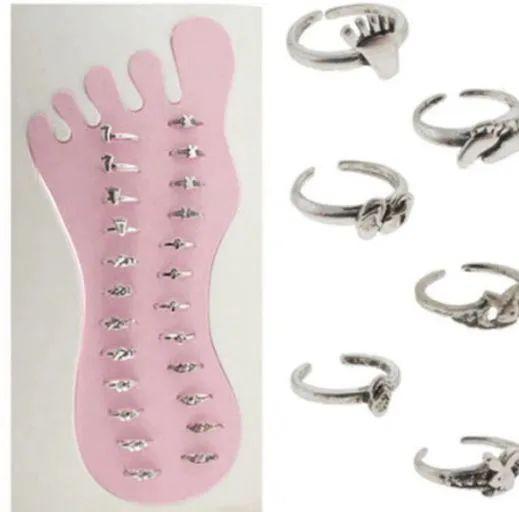 36 Wholesale Silvertone Adjustable Toe Rings With Assorted Designs image